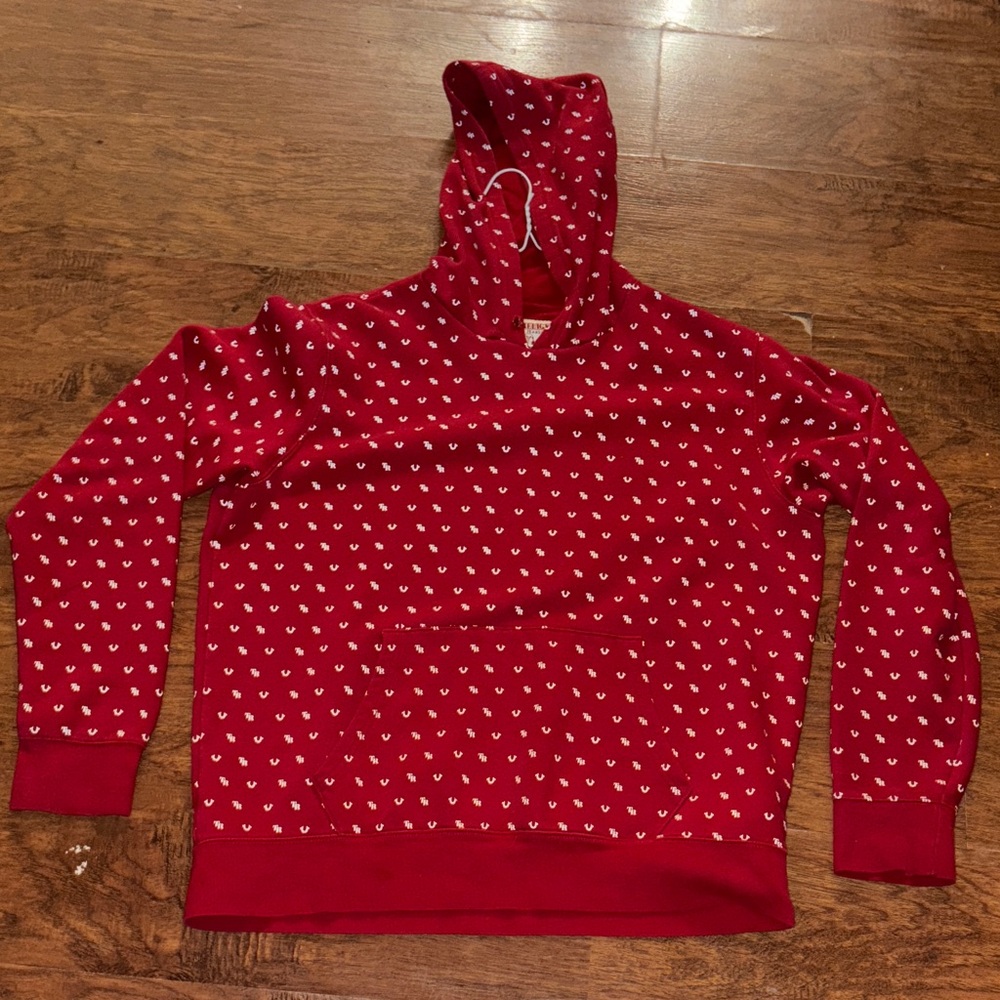 Men’s 2XL True Religion Red and White Monogram Logo Hoodie